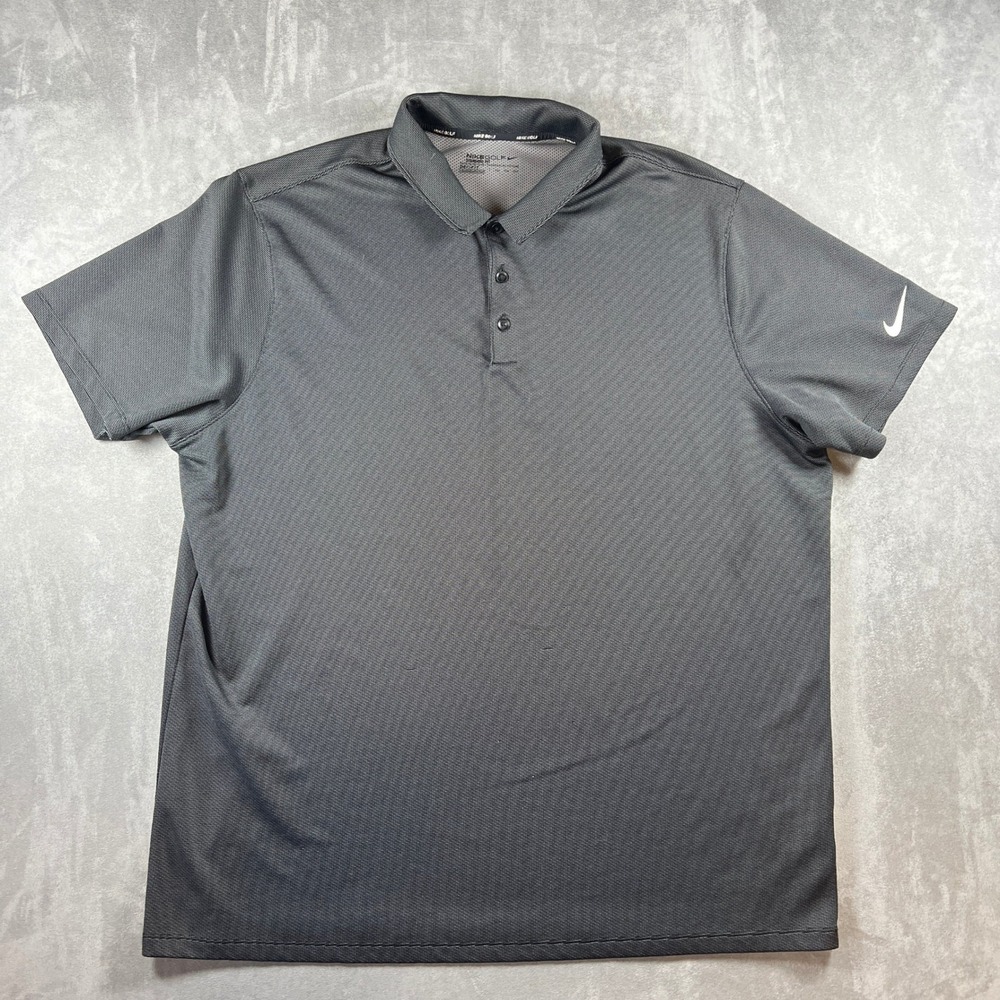 Nike Golf Dri-Fit Polo Shirt Men's 2XL Black Short Sleeve Performance
